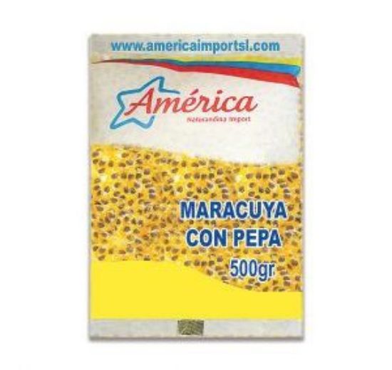 Imagen de PULPA DE MARACUYA CON PEPA 500G AMERICA